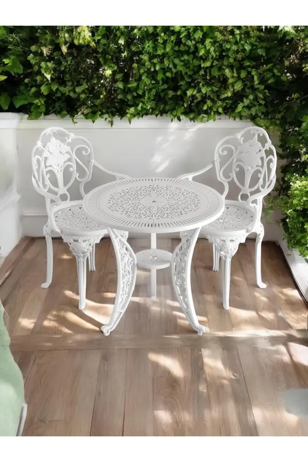 Ferforje görünümlü Plastik Yuvarlak Isparta Masa Sandalye Takımı